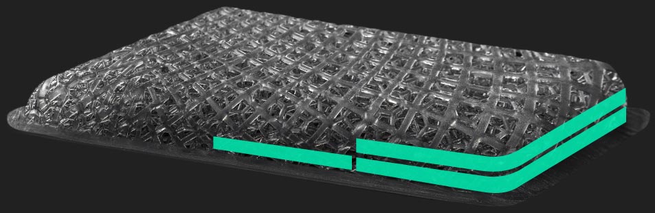 Ilustracja przedstawiająca wyściółkę wyprodukowaną z użyciem technologii AERORISE