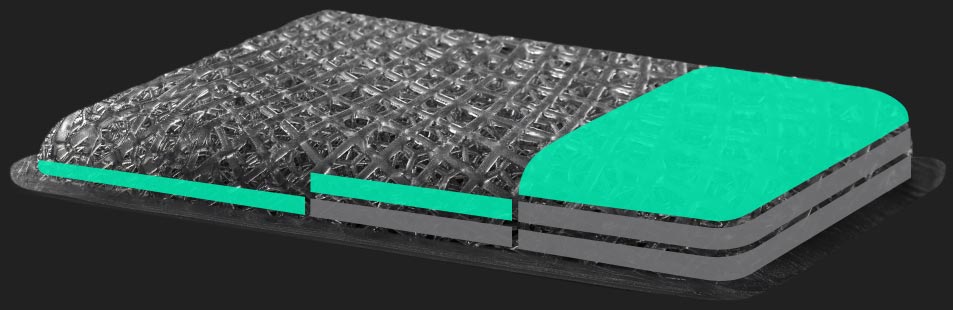 Ilustracja przedstawiająca wyściółkę wyprodukowaną z użyciem technologii AERORISE